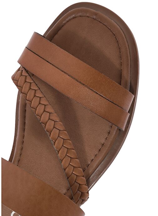 Kadın Taba Örgü Detaylı Deri Terlik 25SFD333018 - Görsel 9