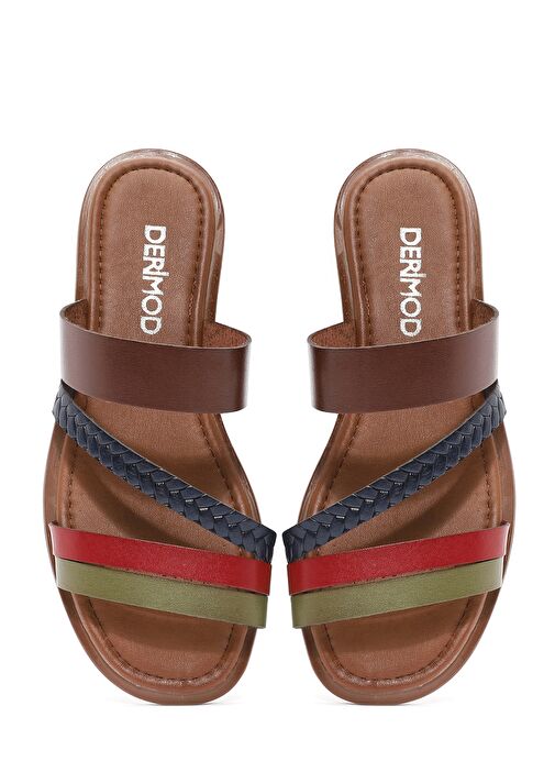Derimod Derimod Kadın Çok Renkli Örgü Detaylı Deri Terlik 25SFD333018 Sandalet & Terlik | Boyner Renkli - 8. görsel