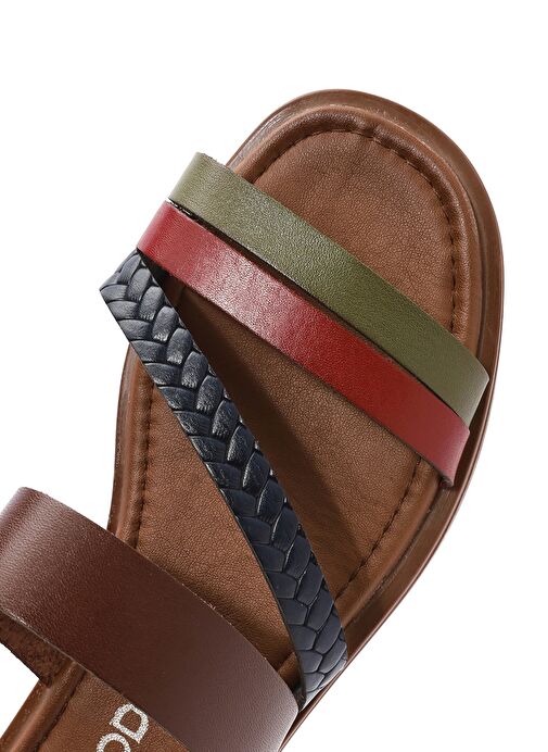 Derimod Derimod Kadın Çok Renkli Örgü Detaylı Deri Terlik 25SFD333018 Sandalet & Terlik | Boyner Renkli - 9. görsel