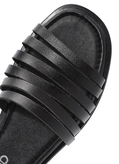 Kadın Siyah Bilekten Bağlamalı Deri Bodrum Sandalet 25SFD333318 - Görsel 9