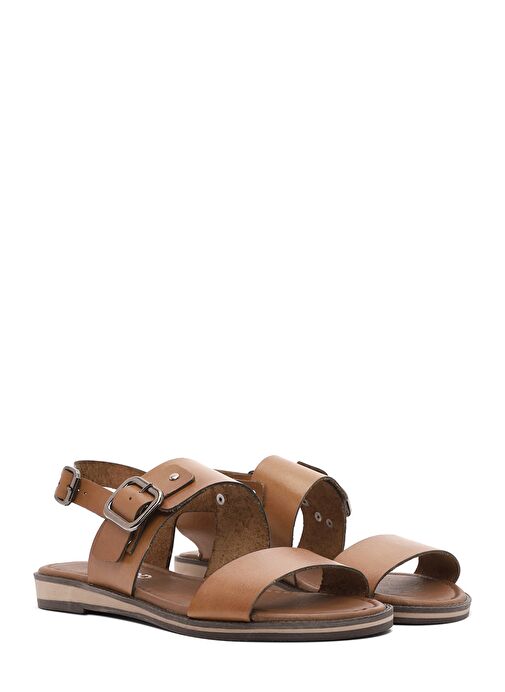 Kadın Taba Tokalı Deri Bodrum Sandalet 25SFD333418 - Görsel 4