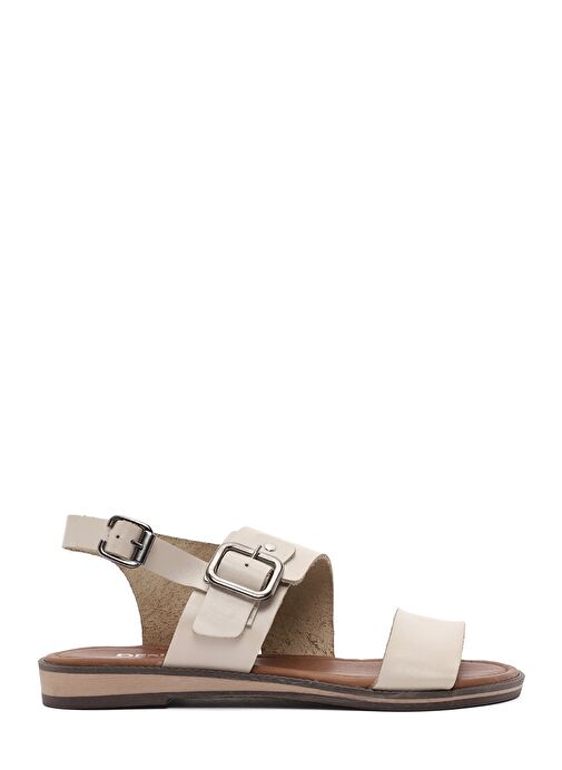 Derimod Derimod Kadın Krem Tokalı Deri Bodrum Sandalet 25SFD333418 Sandalet & Terlik | Boyner Krem - 2. görsel