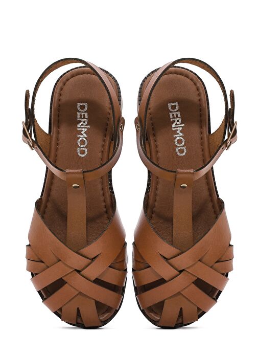 Derimod Derimod Kadın Taba Bilekten Bağlamalı Deri Bodrum Sandalet 25SFD333718 Sandalet & Terlik | Boyner Taba - 8. görsel