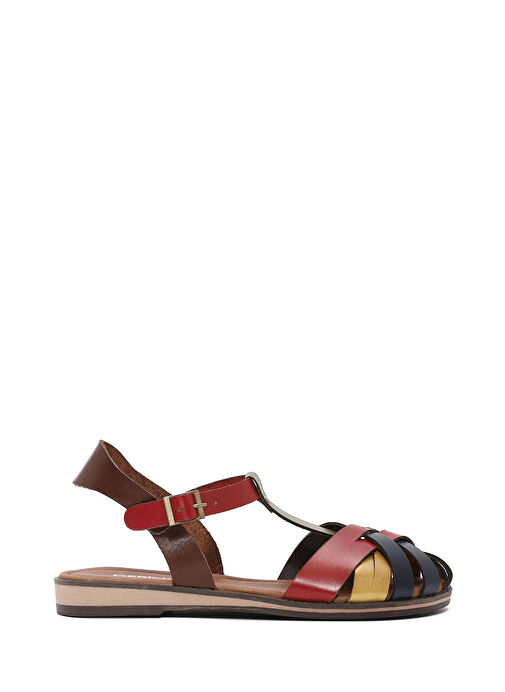 Kadın Çok Renkli Bilekten Bağlamalı Deri Bodrum Sandalet 25SFD333718 - Görsel 2