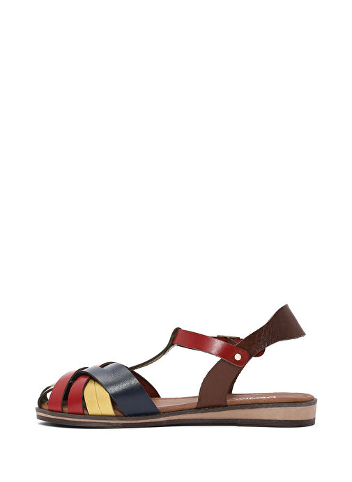 Kadın Çok Renkli Bilekten Bağlamalı Deri Bodrum Sandalet 25SFD333718 - Görsel 3