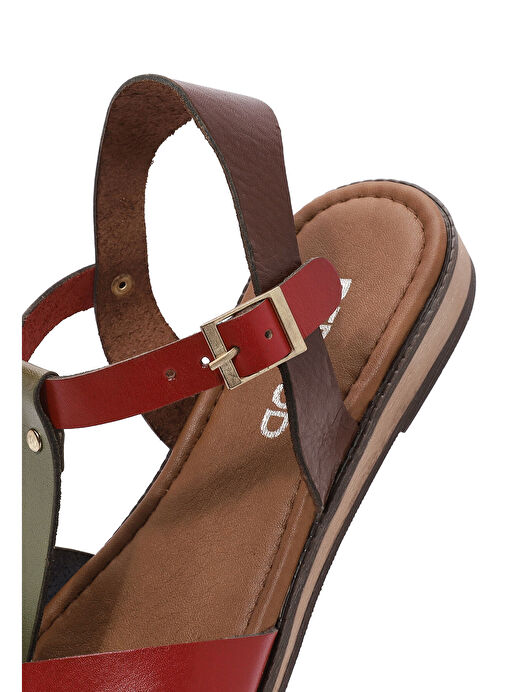 Kadın Çok Renkli Bilekten Bağlamalı Deri Bodrum Sandalet 25SFD333718 - Görsel 7