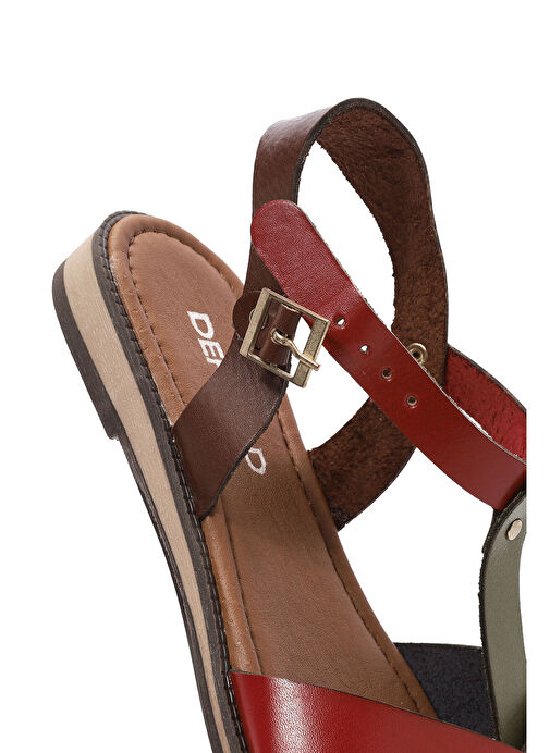 Kadın Çok Renkli Bilekten Bağlamalı Deri Bodrum Sandalet 25SFD333718 - Görsel 9