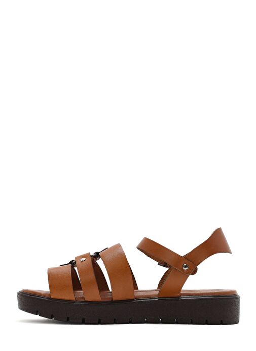 Kadın Taba Bilekten Tokalı Deri Sandalet 25SFD333918 - Görsel 3
