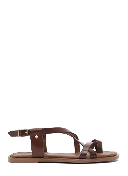 Kadın Kahverengi Parmak Arası Deri Bodrum Sandalet 25SFD333818 - Görsel 2