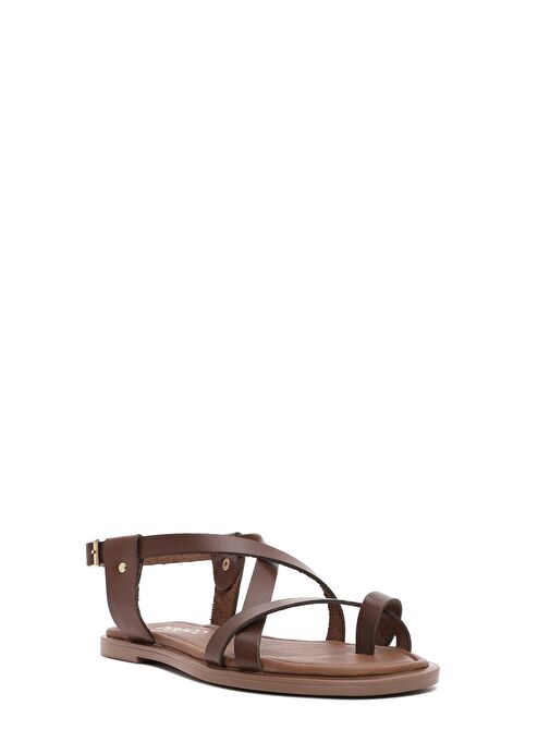 Kadın Kahverengi Parmak Arası Deri Bodrum Sandalet 25SFD333818 - Görsel 7