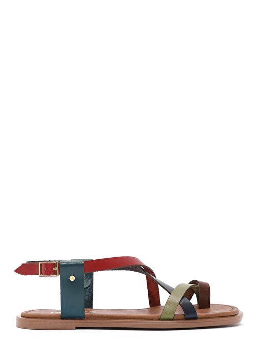 Kadın Çok Renkli Parmak Arası Deri Bodrum Sandalet 25SFD333818 - Görsel 2