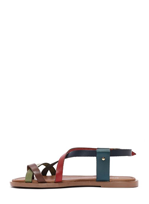 Kadın Çok Renkli Parmak Arası Deri Bodrum Sandalet 25SFD333818 - Görsel 3