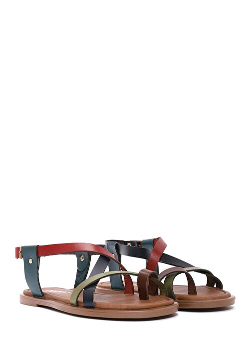 Kadın Çok Renkli Parmak Arası Deri Bodrum Sandalet 25SFD333818 - Görsel 4