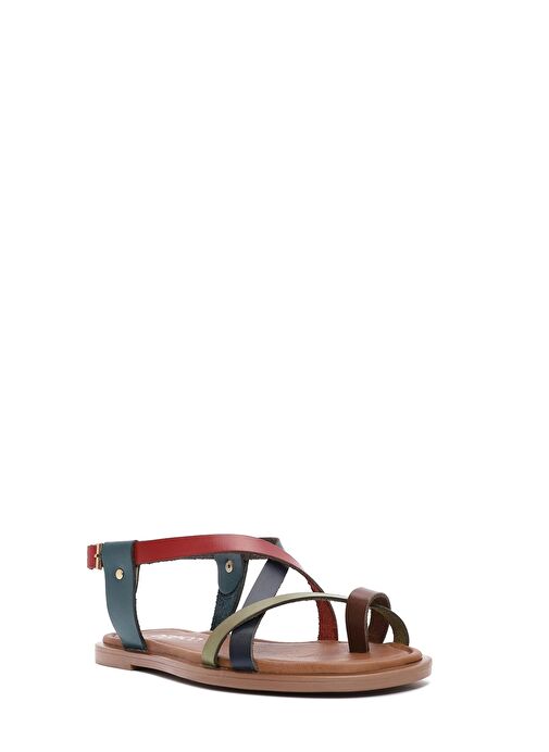 Kadın Çok Renkli Parmak Arası Deri Bodrum Sandalet 25SFD333818 - Görsel 7