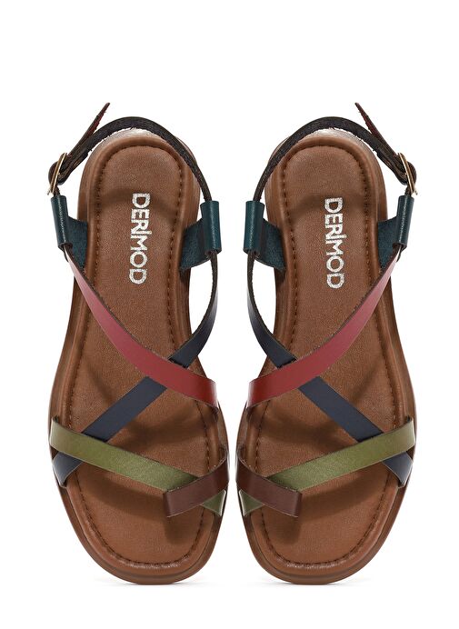 Kadın Çok Renkli Parmak Arası Deri Bodrum Sandalet 25SFD333818 - Görsel 8