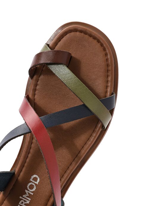 Kadın Çok Renkli Parmak Arası Deri Bodrum Sandalet 25SFD333818 - Görsel 9