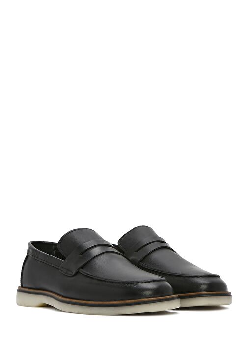 Erkek Siyah Deri Casual Loafer 25SFD680718 - Görsel 4
