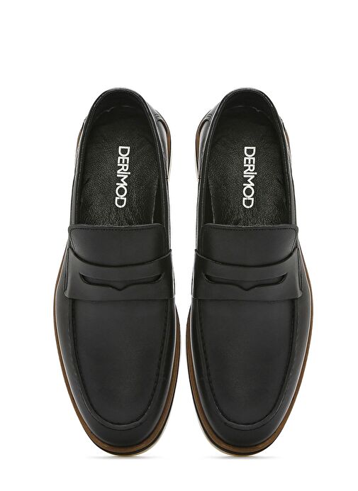 Erkek Siyah Deri Casual Loafer 25SFD680718 - Görsel 8