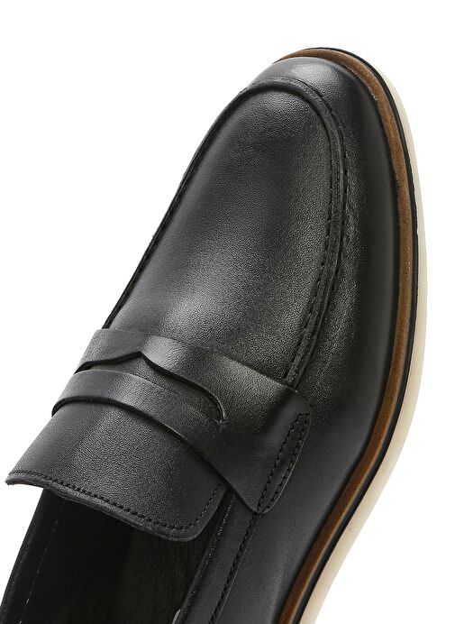 Erkek Siyah Deri Casual Loafer 25SFD680718 - Görsel 9