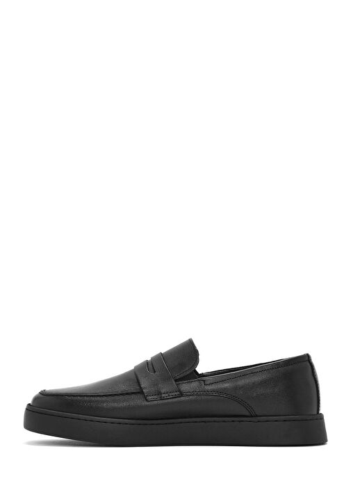 Erkek Siyah Deri Casual Loafer 25SFD680818 - Görsel 3