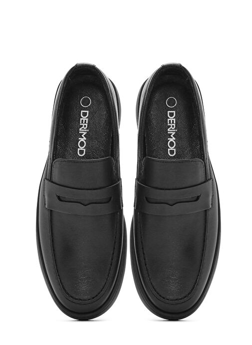 Erkek Siyah Deri Casual Loafer 25SFD680818 - Görsel 8