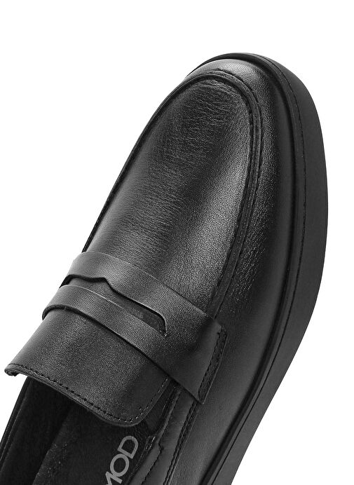 Erkek Siyah Deri Casual Loafer 25SFD680818 - Görsel 9