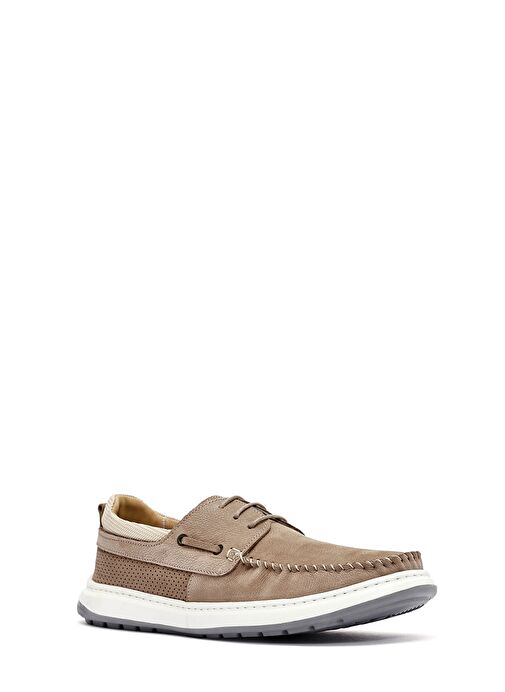 Erkek Bej Bağcıklı Nubuk Deri Casual Ayakkabı 25SFD6810V3 - Görsel 7