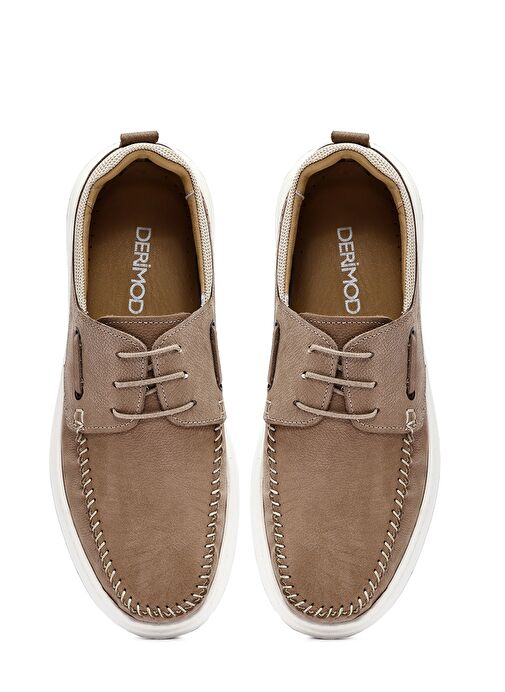 Erkek Bej Bağcıklı Nubuk Deri Casual Ayakkabı 25SFD6810V3 - Görsel 8