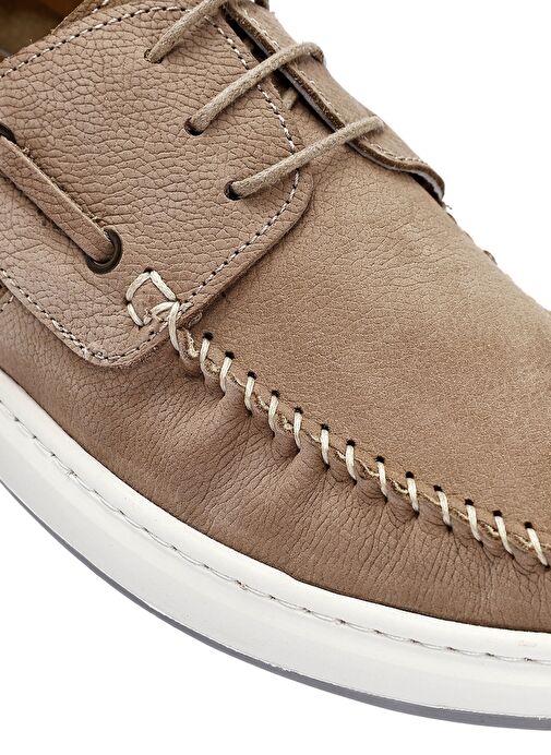 Erkek Bej Bağcıklı Nubuk Deri Casual Ayakkabı 25SFD6810V3 - Görsel 9