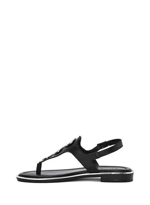 Kadın Siyah Parmak Arası Deri Sandalet 25SFD361918 - Görsel 3