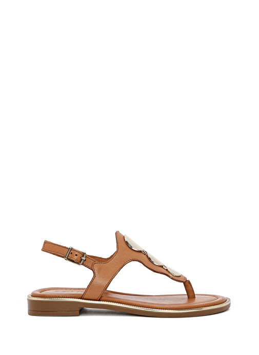 Kadın Taba Parmak Arası Deri Sandalet 25SFD361918 - Görsel 2