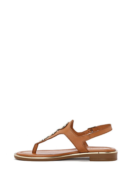 Kadın Taba Parmak Arası Deri Sandalet 25SFD361918 - Görsel 3