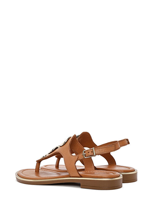 Kadın Taba Parmak Arası Deri Sandalet 25SFD361918 - Görsel 6