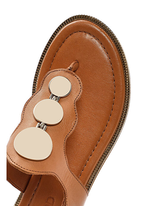 Kadın Taba Parmak Arası Deri Sandalet 25SFD361918 - Görsel 9