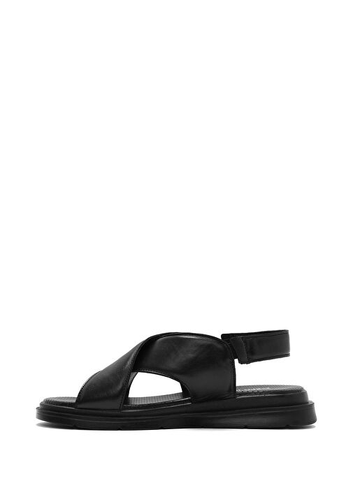 Derimod Derimod Kadın Siyah Lastikli Deri Sandalet 25SFD362118 Sandalet & Terlik | Boyner Siyah - 3. görsel