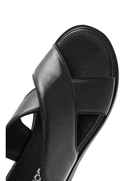 Derimod Derimod Kadın Siyah Lastikli Deri Sandalet 25SFD362118 Sandalet & Terlik | Boyner Siyah - 9. görsel