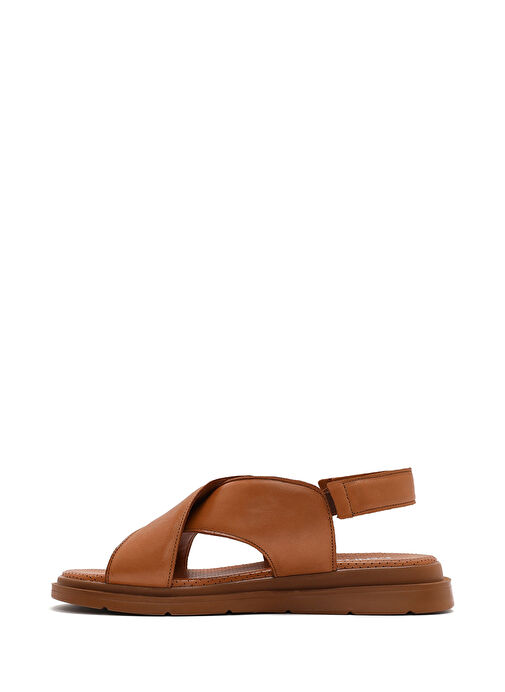 Kadın Taba Lastikli Deri Sandalet 25SFD362118 - Görsel 3