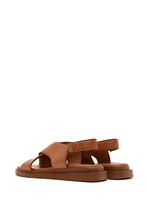 Kadın Taba Lastikli Deri Sandalet 25SFD362118 - Görsel 6