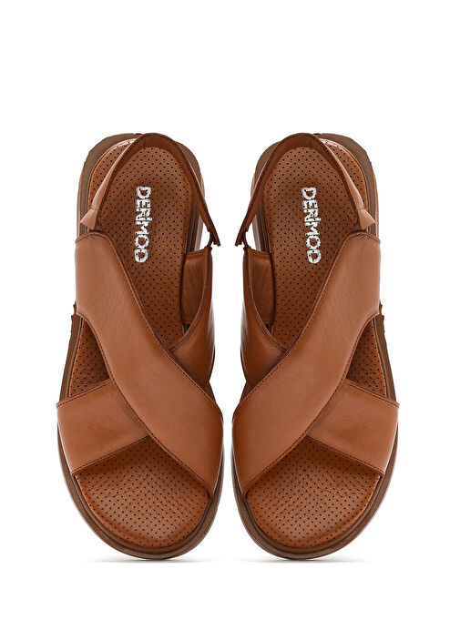 Kadın Taba Lastikli Deri Sandalet 25SFD362118 - Görsel 8