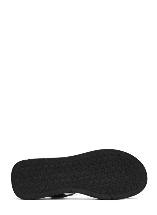 Kadın Siyah Bantlı Deri Sandalet 25SFD362218 - Görsel 5