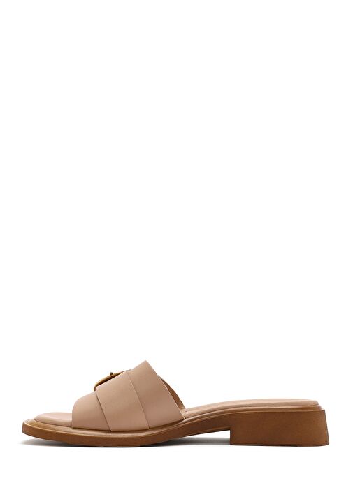 Kadın Bej Tokalı Deri Terlik 25SFD361418 - Görsel 3