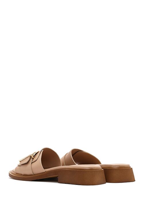 Kadın Bej Tokalı Deri Terlik 25SFD361418 - Görsel 6