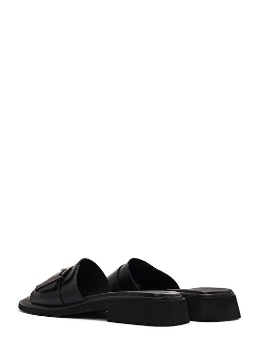 Kadın Siyah Tokalı Deri Terlik 25SFD361418 - Görsel 6