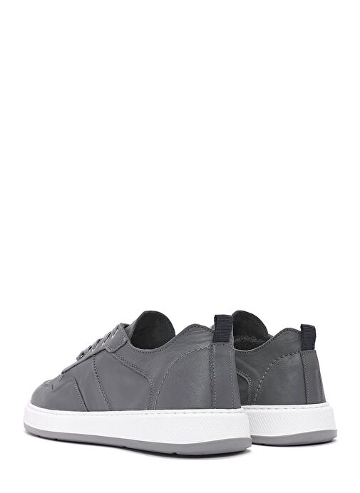 Erkek Gri Bağcıklı Deri Sneaker 25SFD707218 - Görsel 6