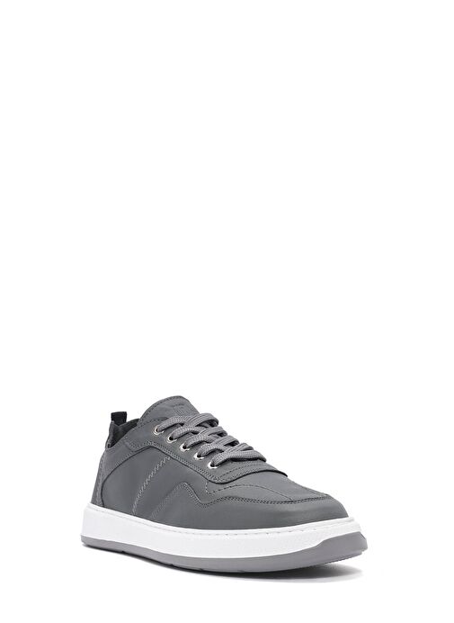 Erkek Gri Bağcıklı Deri Sneaker 25SFD707218 - Görsel 7