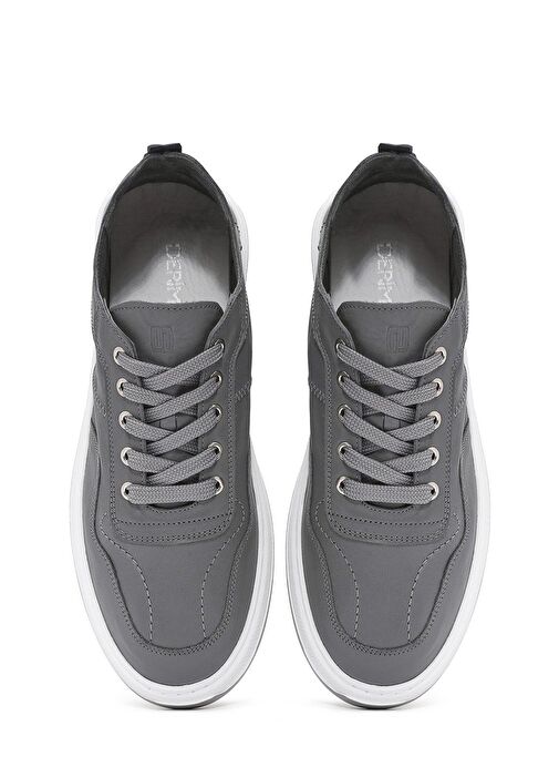 Erkek Gri Bağcıklı Deri Sneaker 25SFD707218 - Görsel 8