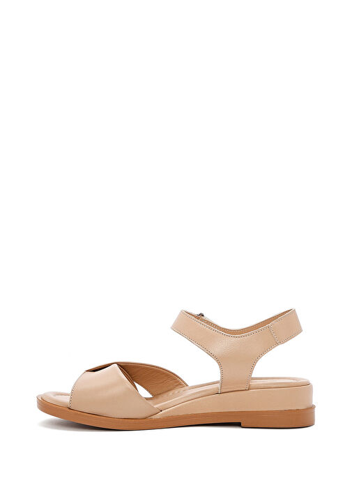 Kadın Bej Bantlı Deri Sandalet 25SFD362818 - Görsel 3