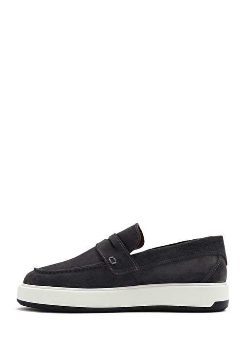 Erkek Gri Süet Deri Casual Loafer 25SFD707310 - Görsel 3