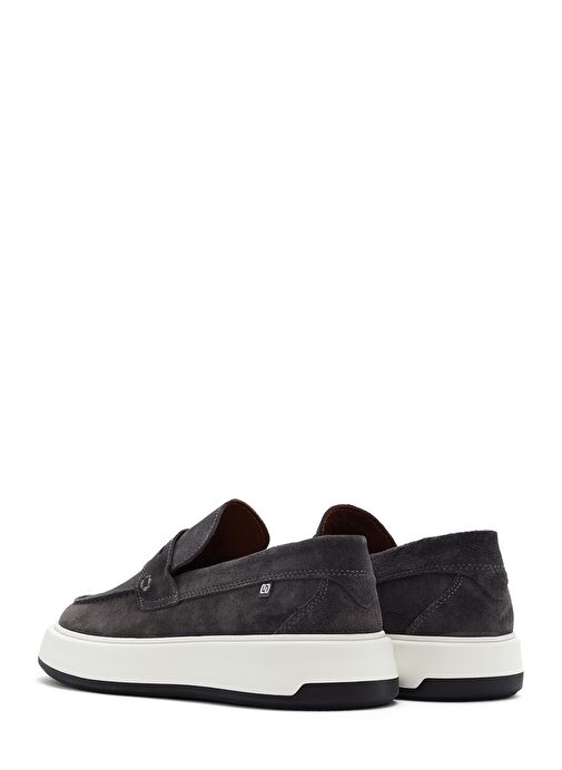 Erkek Gri Süet Deri Casual Loafer 25SFD707310 - Görsel 6