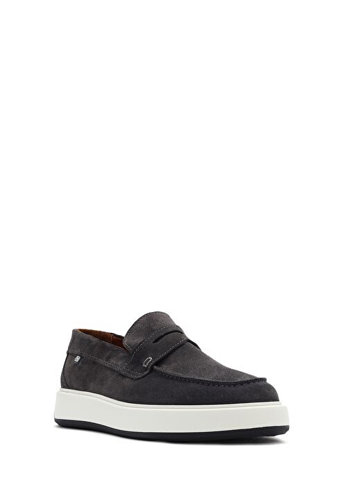 Erkek Gri Süet Deri Casual Loafer 25SFD707310 - Görsel 7